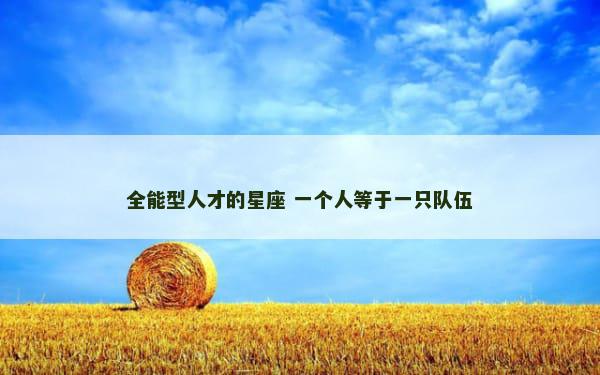 全能型人才的星座 一个人等于一只队伍
