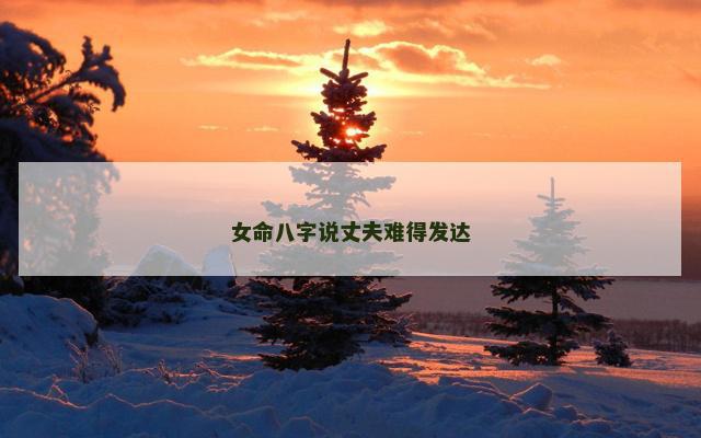 女命八字说丈夫难得发达