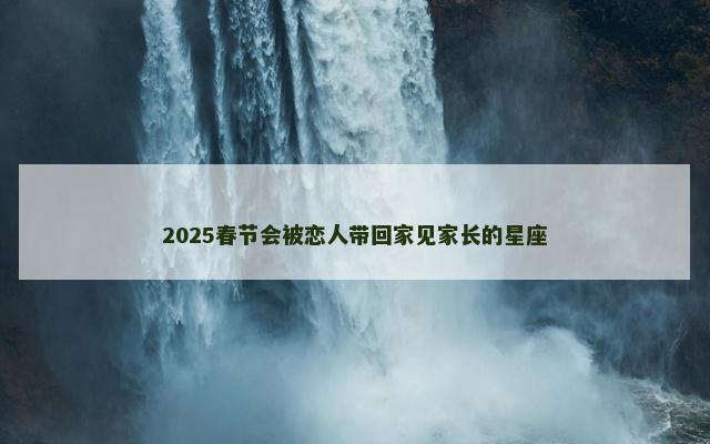 2025春节会被恋人带回家见家长的星座