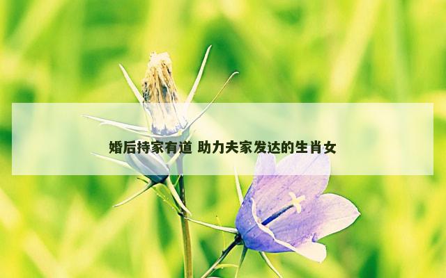 婚后持家有道 助力夫家发达的生肖女