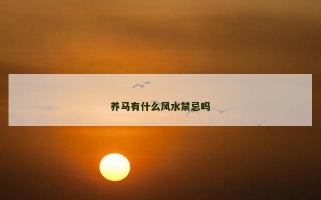 养马有什么风水禁忌吗