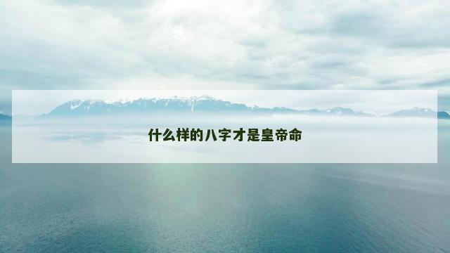 什么样的八字才是皇帝命