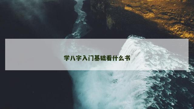 学八字入门基础看什么书