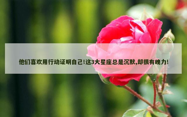 他们喜欢用行动证明自己!这3大星座总是沉默,却很有魄力!