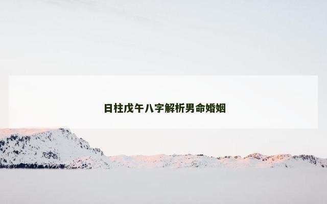 日柱戊午八字解析男命婚姻