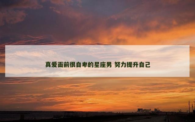真爱面前很自卑的星座男 努力提升自己