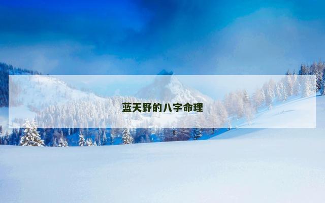 蓝天野的八字命理