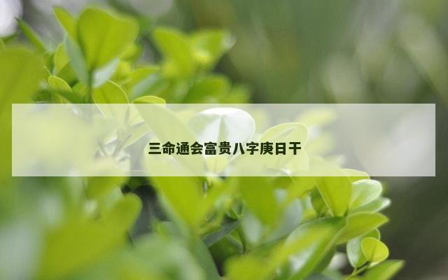 三命通会富贵八字庚日干