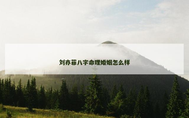 刘亦菲八字命理婚姻怎么样