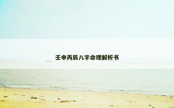 壬申丙辰八字命理解析书