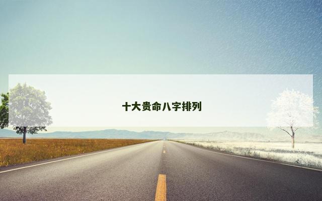 十大贵命八字排列