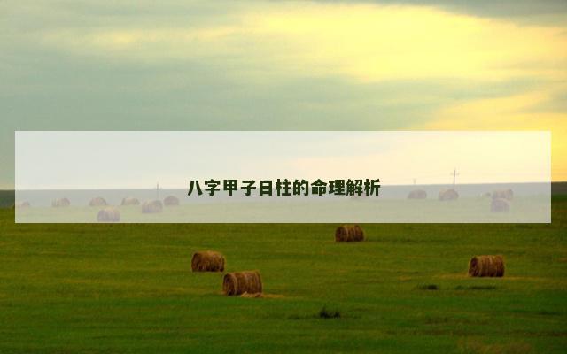 八字甲子日柱的命理解析