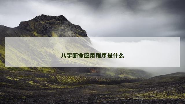 八字断命应用程序是什么