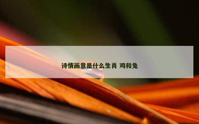诗情画意是什么生肖 鸡和兔