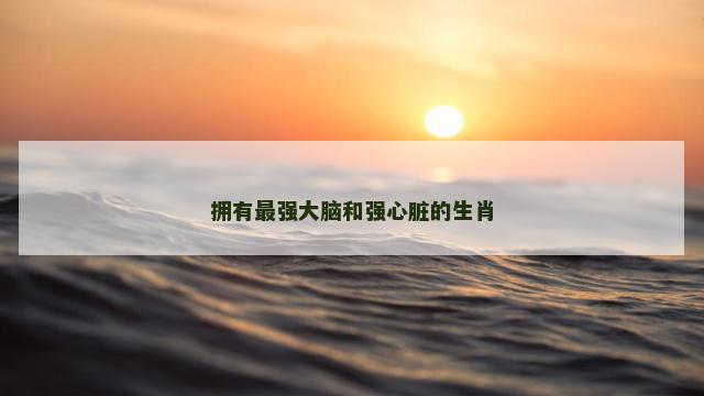 拥有最强大脑和强心脏的生肖