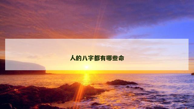 人的八字都有哪些命
