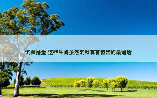 沉默是金 这些生肖虽然沉默寡言但活的最通透
