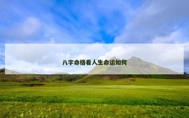 八字命格看人生命运如何