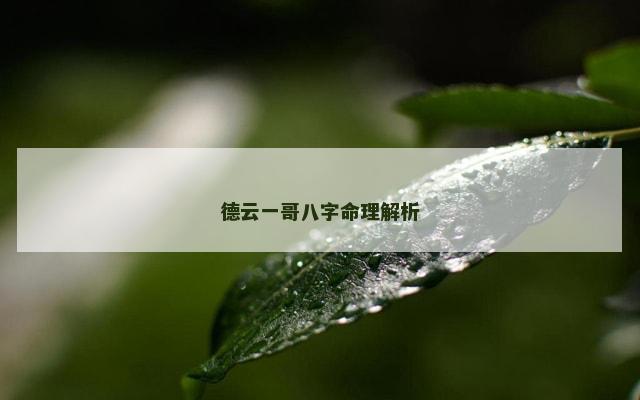 德云一哥八字命理解析