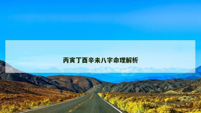丙寅丁酉辛未八字命理解析