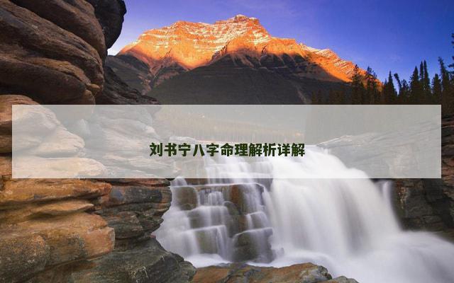 刘书宁八字命理解析详解
