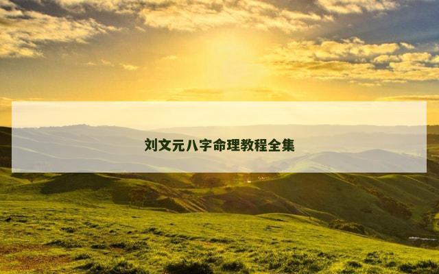刘文元八字命理教程全集