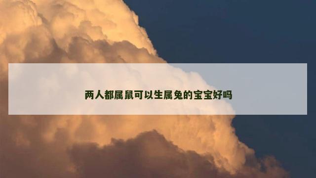 两人都属鼠可以生属兔的宝宝好吗
