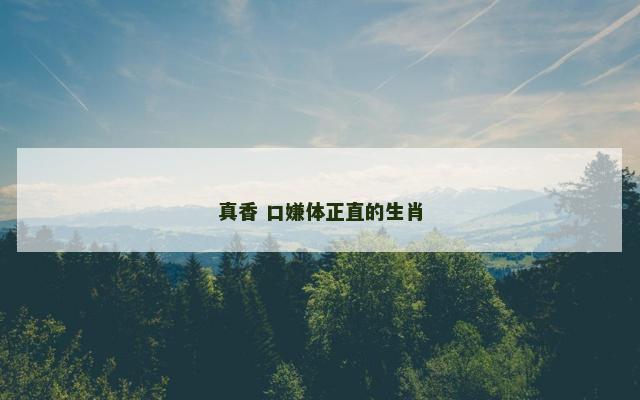 真香 口嫌体正直的生肖