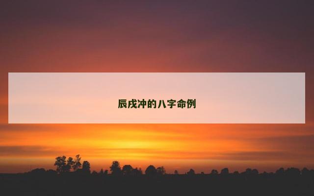 辰戌冲的八字命例