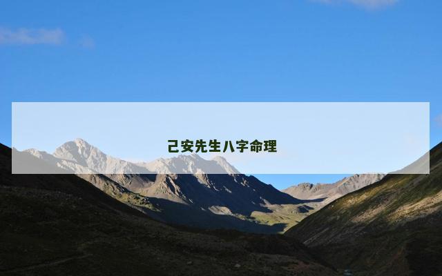 己安先生八字命理