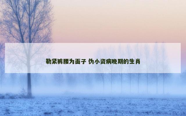 勒紧裤腰为面子 伪小资病晚期的生肖