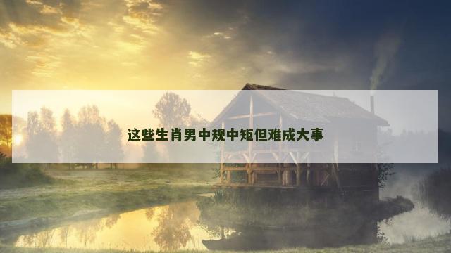 这些生肖男中规中矩但难成大事