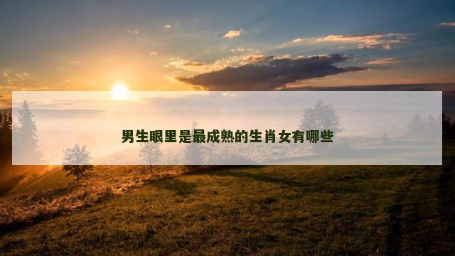男生眼里是最成熟的生肖女有哪些