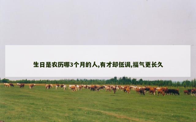 生日是农历哪3个月的人,有才却低调,福气更长久