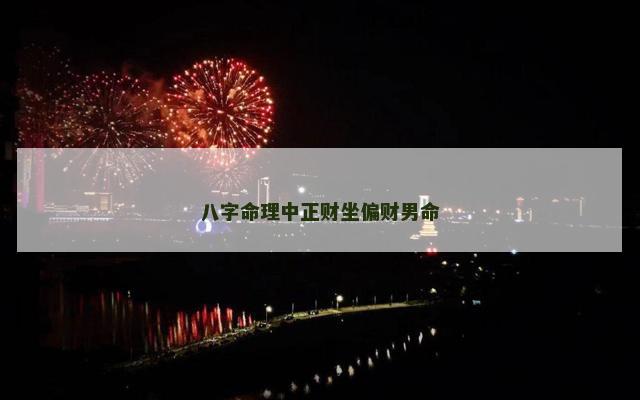 八字命理中正财坐偏财男命