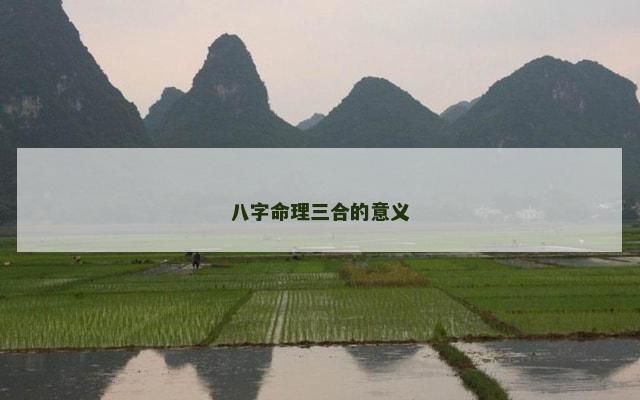 八字命理三合的意义