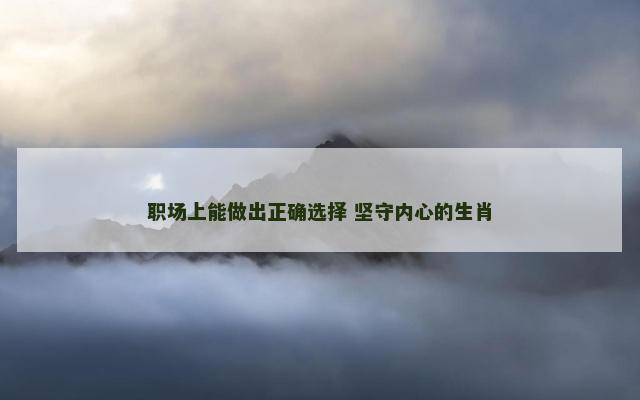职场上能做出正确选择 坚守内心的生肖