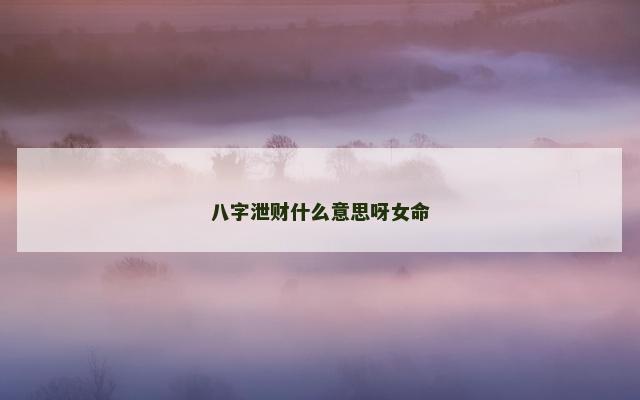 八字泄财什么意思呀女命
