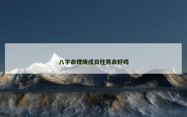 八字命理庚戌日柱男命好吗