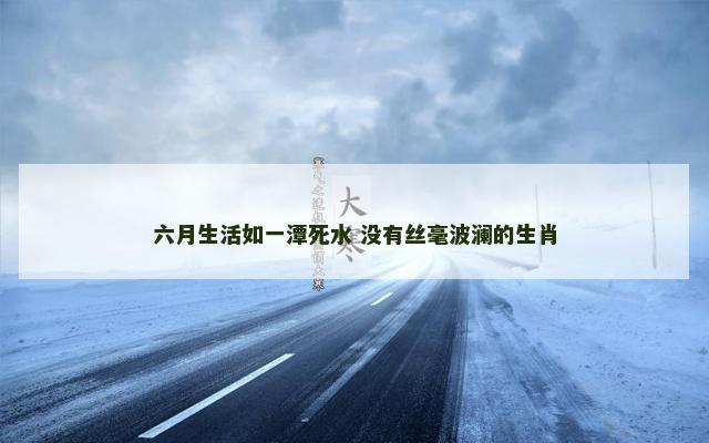 六月生活如一潭死水 没有丝毫波澜的生肖