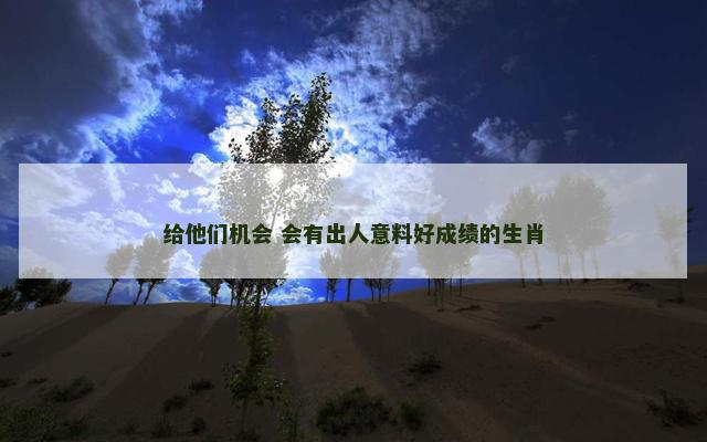 给他们机会 会有出人意料好成绩的生肖