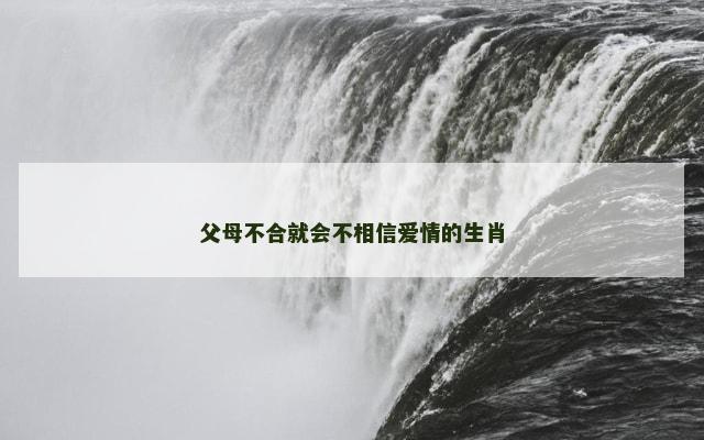 父母不合就会不相信爱情的生肖