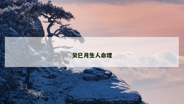 癸巳月生人命理