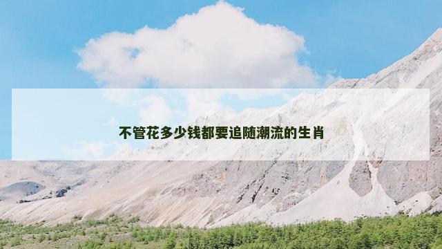 不管花多少钱都要追随潮流的生肖