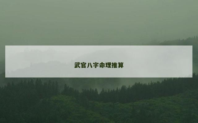 武官八字命理推算
