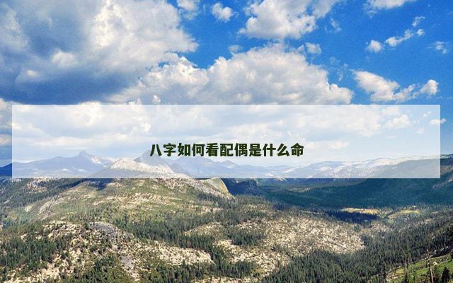 八字如何看配偶是什么命