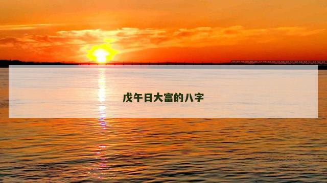 戊午日大富的八字