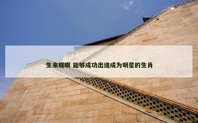 生来耀眼 能够成功出道成为明星的生肖