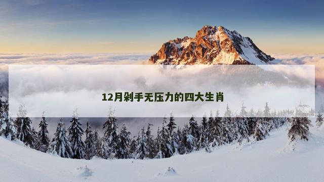 12月剁手无压力的四大生肖