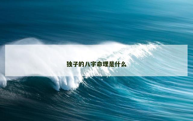 独子的八字命理是什么